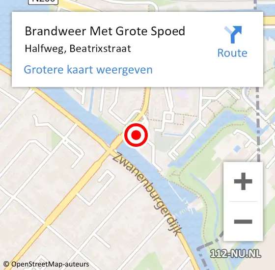 Locatie op kaart van de 112 melding: Brandweer Met Grote Spoed Naar Halfweg, Beatrixstraat op 21 december 2023 00:43