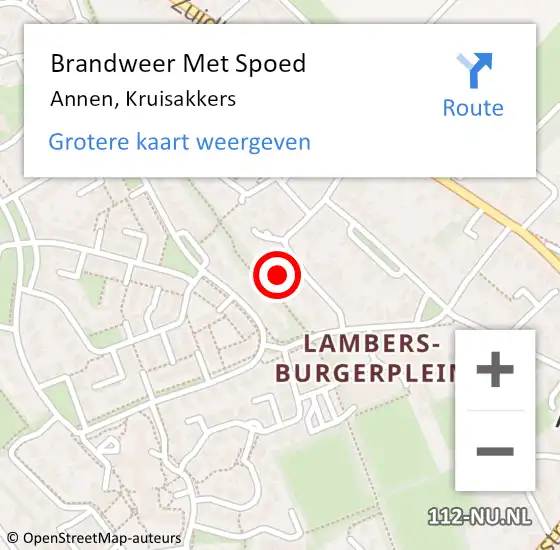 Locatie op kaart van de 112 melding: Brandweer Met Spoed Naar Annen, Kruisakkers op 21 december 2023 01:25