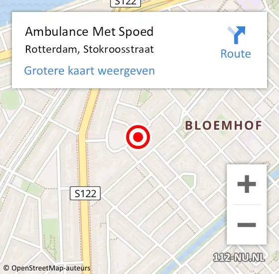 Locatie op kaart van de 112 melding: Ambulance Met Spoed Naar Rotterdam, Stokroosstraat op 21 december 2023 03:02