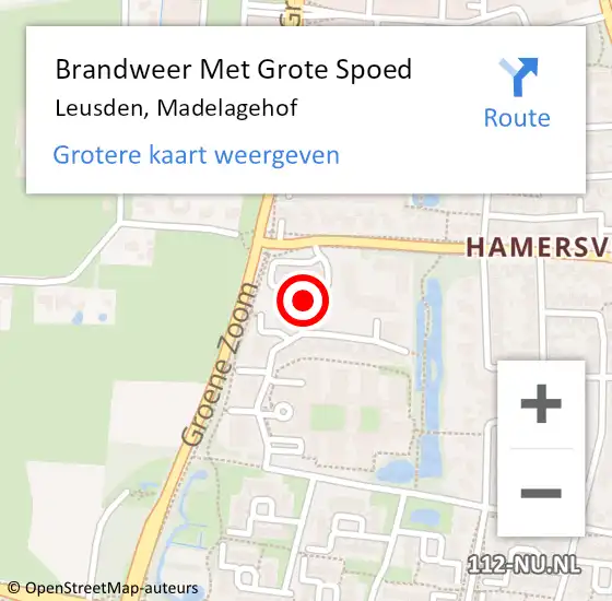 Locatie op kaart van de 112 melding: Brandweer Met Grote Spoed Naar Leusden, Madelagehof op 21 december 2023 03:06