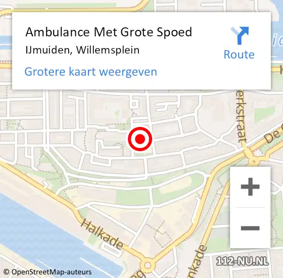 Locatie op kaart van de 112 melding: Ambulance Met Grote Spoed Naar IJmuiden, Willemsplein op 21 december 2023 03:12