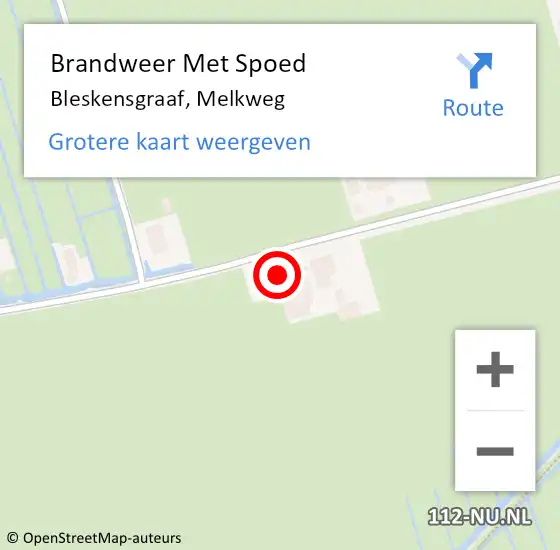 Locatie op kaart van de 112 melding: Brandweer Met Spoed Naar Bleskensgraaf, Melkweg op 21 december 2023 03:41