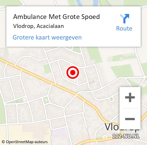 Locatie op kaart van de 112 melding: Ambulance Met Grote Spoed Naar Vlodrop, Acacialaan op 21 december 2023 04:37