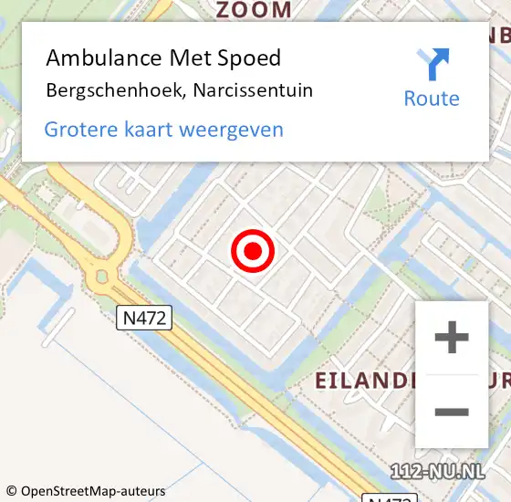 Locatie op kaart van de 112 melding: Ambulance Met Spoed Naar Bergschenhoek, Narcissentuin op 21 december 2023 05:01