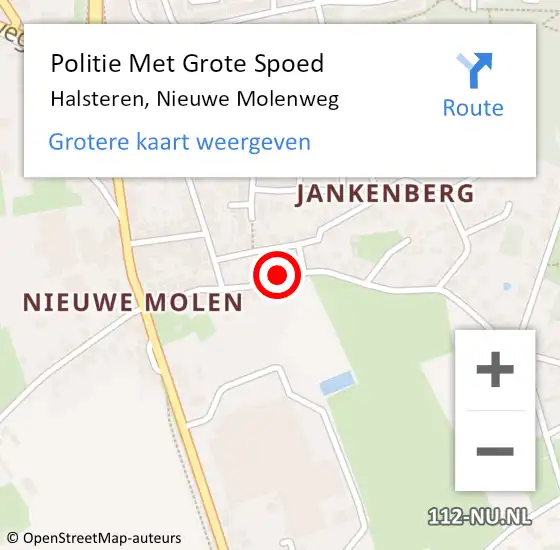 Locatie op kaart van de 112 melding: Politie Met Grote Spoed Naar Halsteren, Nieuwe Molenweg op 21 december 2023 06:22