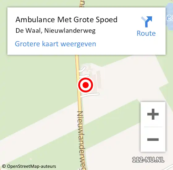 Locatie op kaart van de 112 melding: Ambulance Met Grote Spoed Naar De Waal, Nieuwlanderweg op 21 december 2023 06:22