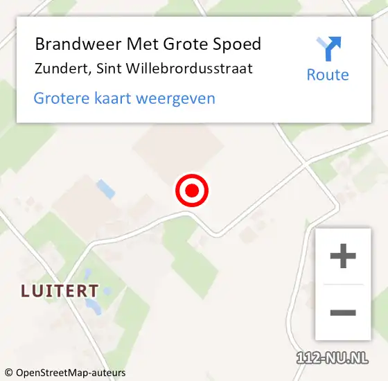 Locatie op kaart van de 112 melding: Brandweer Met Grote Spoed Naar Zundert, Sint Willebrordusstraat op 21 december 2023 06:35