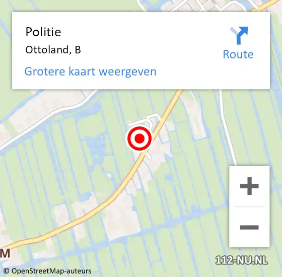 Locatie op kaart van de 112 melding: Politie Ottoland, B op 21 december 2023 06:36