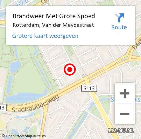 Locatie op kaart van de 112 melding: Brandweer Met Grote Spoed Naar Rotterdam, Van der Meydestraat op 21 december 2023 06:38