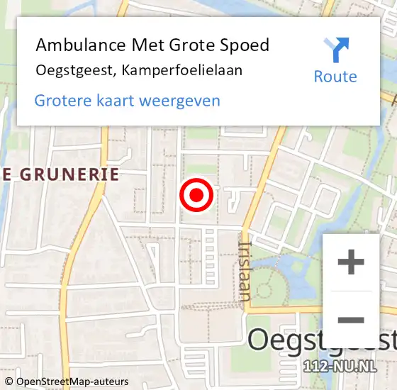 Locatie op kaart van de 112 melding: Ambulance Met Grote Spoed Naar Oegstgeest, Kamperfoelielaan op 21 december 2023 07:29