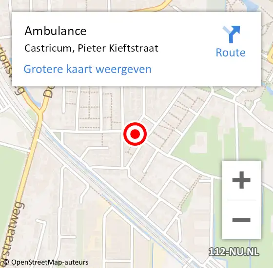 Locatie op kaart van de 112 melding: Ambulance Castricum, Pieter Kieftstraat op 21 december 2023 07:54