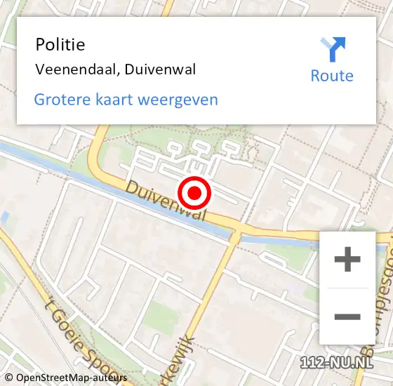 Locatie op kaart van de 112 melding: Politie Veenendaal, Duivenwal op 21 december 2023 07:57