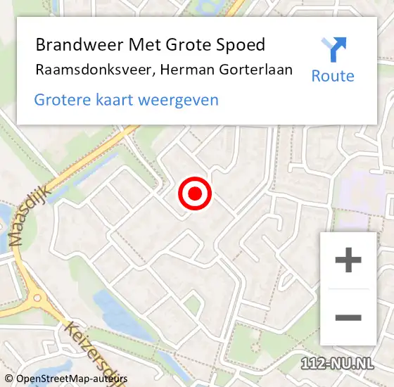 Locatie op kaart van de 112 melding: Brandweer Met Grote Spoed Naar Raamsdonksveer, Herman Gorterlaan op 21 december 2023 08:16