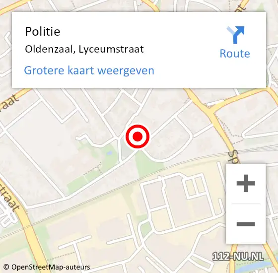 Locatie op kaart van de 112 melding: Politie Oldenzaal, Lyceumstraat op 21 december 2023 08:17