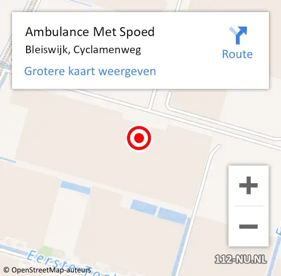 Locatie op kaart van de 112 melding: Ambulance Met Spoed Naar Bleiswijk, Cyclamenweg op 21 december 2023 08:39