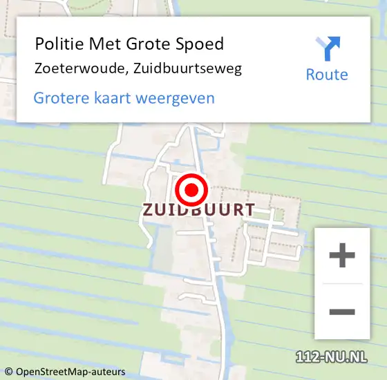 Locatie op kaart van de 112 melding: Politie Met Grote Spoed Naar Zoeterwoude, Zuidbuurtseweg op 21 december 2023 09:12