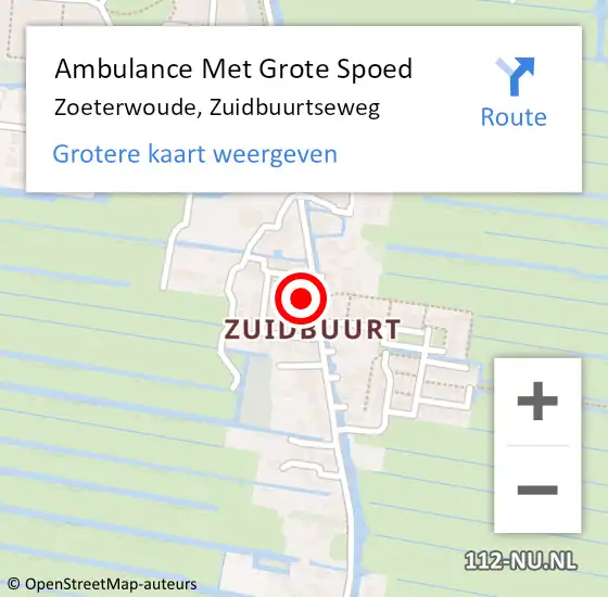 Locatie op kaart van de 112 melding: Ambulance Met Grote Spoed Naar Zoeterwoude, Zuidbuurtseweg op 21 december 2023 09:15