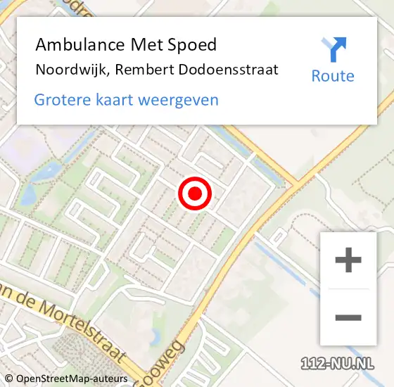 Locatie op kaart van de 112 melding: Ambulance Met Spoed Naar Noordwijk, Rembert Dodoensstraat op 21 december 2023 09:18