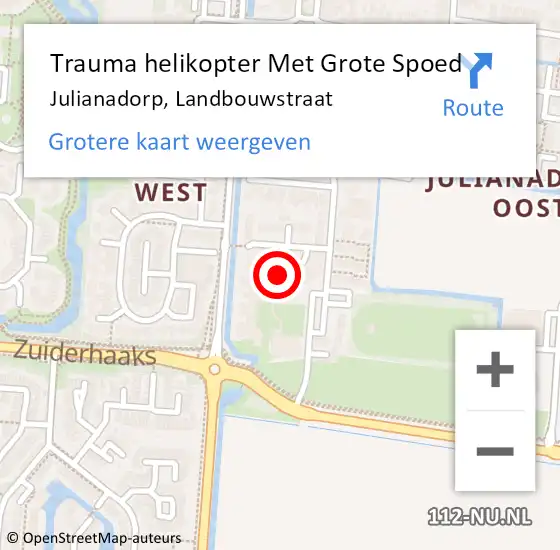 Locatie op kaart van de 112 melding: Trauma helikopter Met Grote Spoed Naar Julianadorp, Landbouwstraat op 21 december 2023 09:52