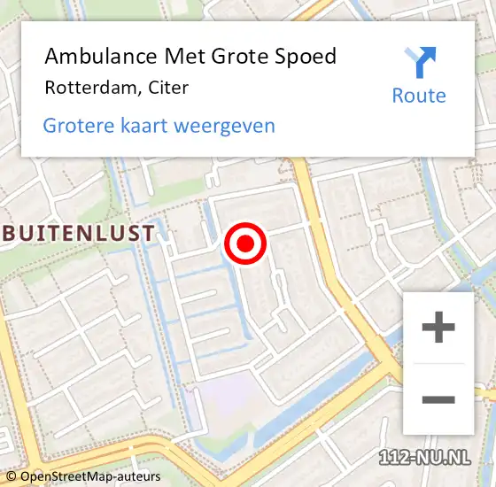 Locatie op kaart van de 112 melding: Ambulance Met Grote Spoed Naar Rotterdam, Citer op 21 december 2023 09:55