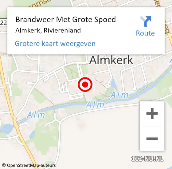 Locatie op kaart van de 112 melding: Brandweer Met Grote Spoed Naar Almkerk, Rivierenland op 19 september 2014 09:48