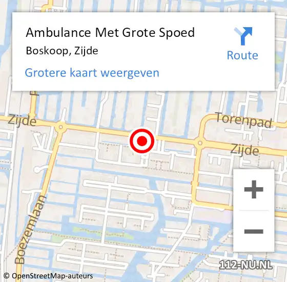 Locatie op kaart van de 112 melding: Ambulance Met Grote Spoed Naar Boskoop, Zijde op 21 december 2023 10:21