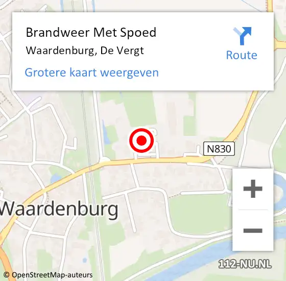 Locatie op kaart van de 112 melding: Brandweer Met Spoed Naar Waardenburg, De Vergt op 21 december 2023 10:32