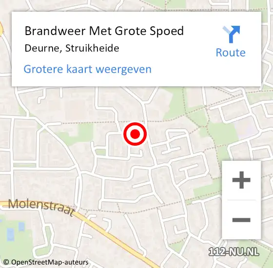 Locatie op kaart van de 112 melding: Brandweer Met Grote Spoed Naar Deurne, Struikheide op 21 december 2023 10:35