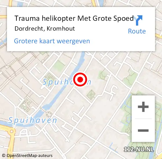 Locatie op kaart van de 112 melding: Trauma helikopter Met Grote Spoed Naar Dordrecht, Kromhout op 21 december 2023 10:38