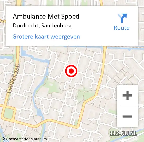 Locatie op kaart van de 112 melding: Ambulance Met Spoed Naar Dordrecht, Sandenburg op 21 december 2023 10:38