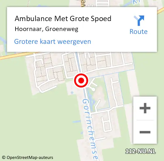 Locatie op kaart van de 112 melding: Ambulance Met Grote Spoed Naar Hoornaar, Groeneweg op 21 december 2023 10:46
