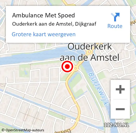 Locatie op kaart van de 112 melding: Ambulance Met Spoed Naar Ouderkerk aan de Amstel, Dijkgraaf op 21 december 2023 10:59