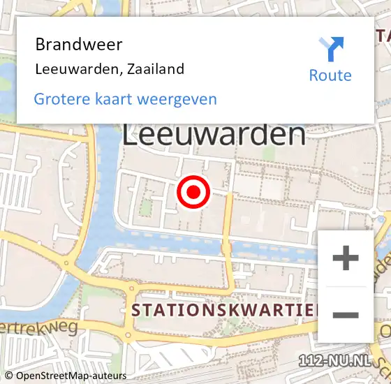 Locatie op kaart van de 112 melding: Brandweer Leeuwarden, Zaailand op 21 december 2023 11:00