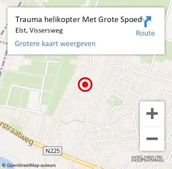 Locatie op kaart van de 112 melding: Trauma helikopter Met Grote Spoed Naar Elst, Vissersweg op 21 december 2023 11:03
