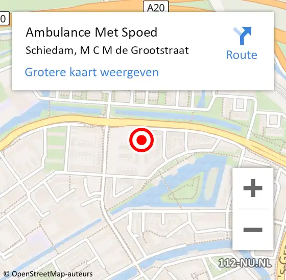 Locatie op kaart van de 112 melding: Ambulance Met Spoed Naar Schiedam, M C M de Grootstraat op 21 december 2023 11:17