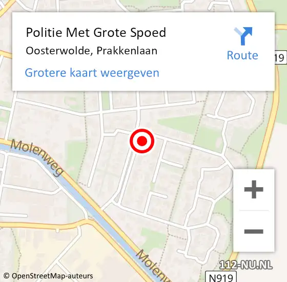 Locatie op kaart van de 112 melding: Politie Met Grote Spoed Naar Oosterwolde, Prakkenlaan op 21 december 2023 11:21