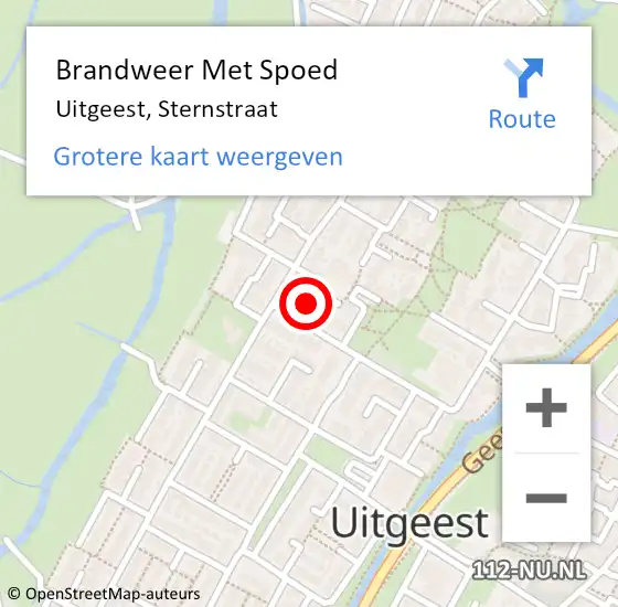 Locatie op kaart van de 112 melding: Brandweer Met Spoed Naar Uitgeest, Sternstraat op 21 december 2023 11:21