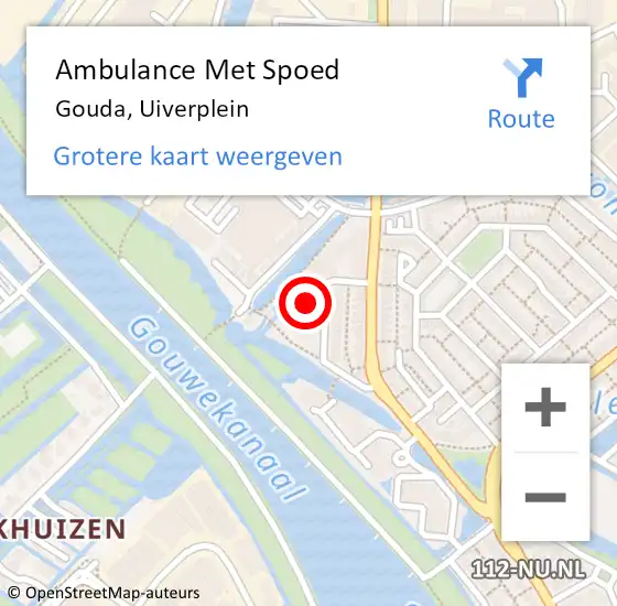 Locatie op kaart van de 112 melding: Ambulance Met Spoed Naar Gouda, Uiverplein op 21 december 2023 11:30