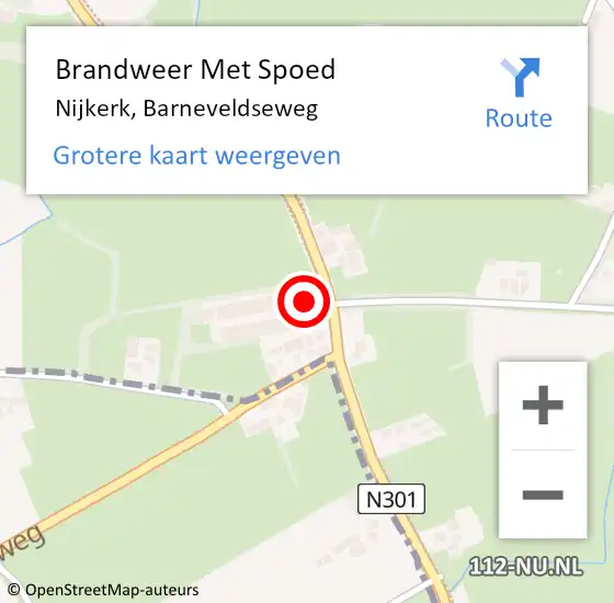Locatie op kaart van de 112 melding: Brandweer Met Spoed Naar Nijkerk, Barneveldseweg op 21 december 2023 11:38