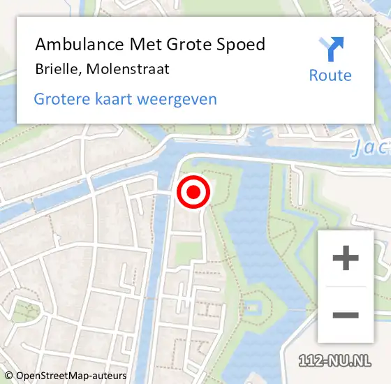 Locatie op kaart van de 112 melding: Ambulance Met Grote Spoed Naar Brielle, Molenstraat op 21 december 2023 11:42