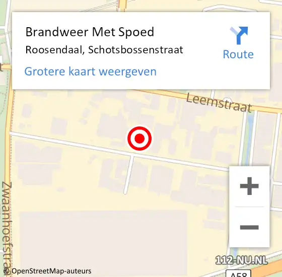 Locatie op kaart van de 112 melding: Brandweer Met Spoed Naar Roosendaal, Schotsbossenstraat op 21 december 2023 11:49