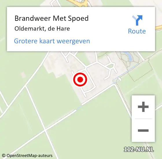 Locatie op kaart van de 112 melding: Brandweer Met Spoed Naar Oldemarkt, de Hare op 21 december 2023 11:55