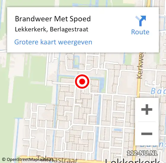 Locatie op kaart van de 112 melding: Brandweer Met Spoed Naar Lekkerkerk, Berlagestraat op 21 december 2023 12:10