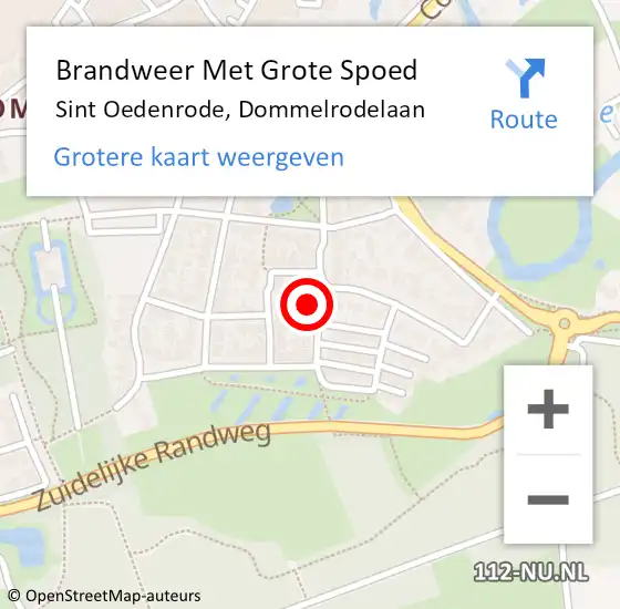 Locatie op kaart van de 112 melding: Brandweer Met Grote Spoed Naar Sint Oedenrode, Dommelrodelaan op 21 december 2023 12:18