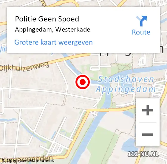 Locatie op kaart van de 112 melding: Politie Geen Spoed Naar Appingedam, Westerkade op 21 december 2023 12:19