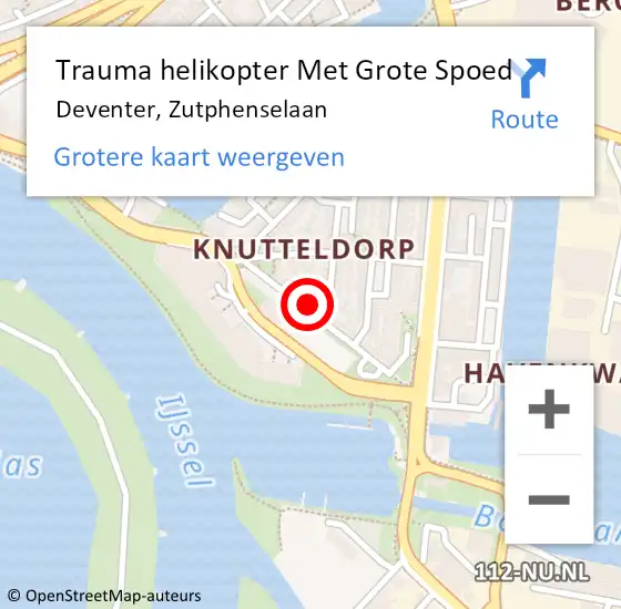 Locatie op kaart van de 112 melding: Trauma helikopter Met Grote Spoed Naar Deventer, Zutphenselaan op 21 december 2023 12:25