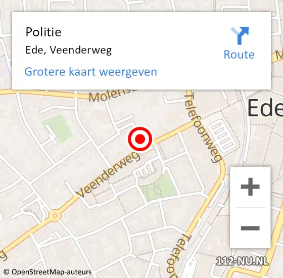 Locatie op kaart van de 112 melding: Politie Ede, Veenderweg op 21 december 2023 12:27