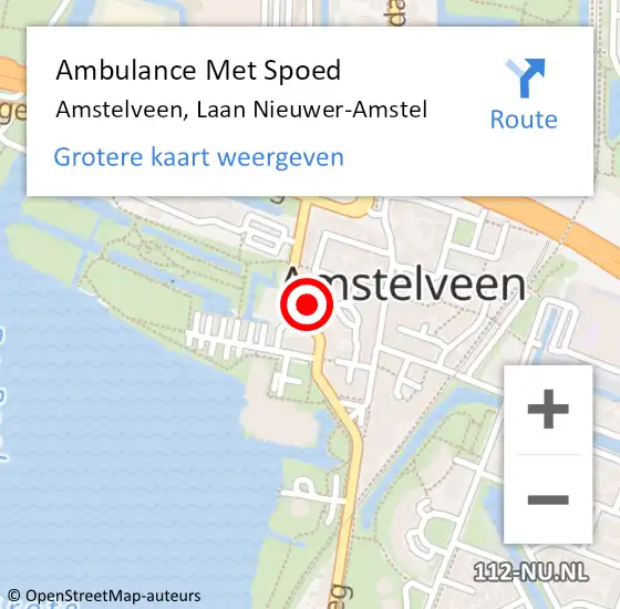 Locatie op kaart van de 112 melding: Ambulance Met Spoed Naar Amstelveen, Laan Nieuwer-Amstel op 21 december 2023 12:30