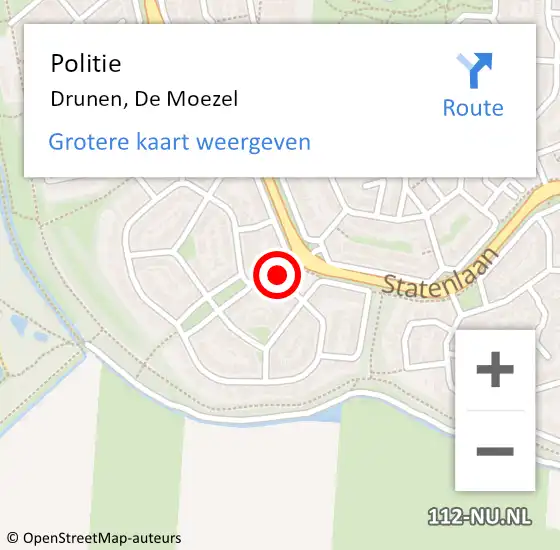 Locatie op kaart van de 112 melding: Politie Drunen, De Moezel op 21 december 2023 12:35