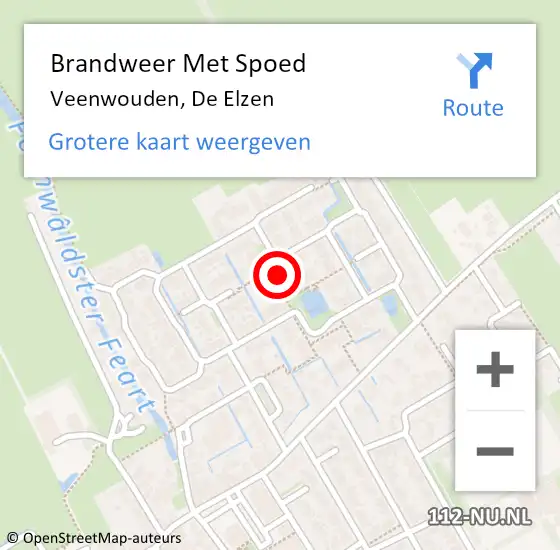 Locatie op kaart van de 112 melding: Brandweer Met Spoed Naar Veenwouden, De Elzen op 21 december 2023 12:37